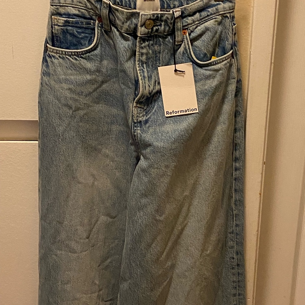 Reformation Addyson High Rise Wide Leg Jeans Burnett Wash Size 25 - Picture 6 of 10
